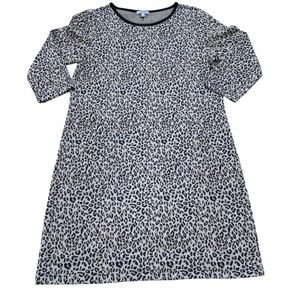Tyler Boe Cheetah Shift Dress with 3/4 Sleeves and Front Pockets M